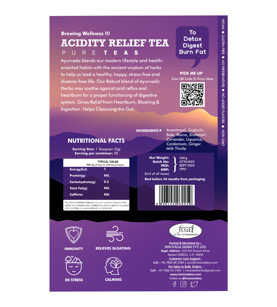 Innoveda Acidity Relief Tea - 100 gms